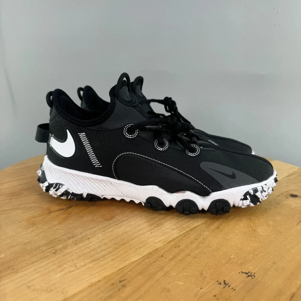 Youth 6Y - Nike Future Field Black White Turf Baseball Shoes Athletic Sneakers